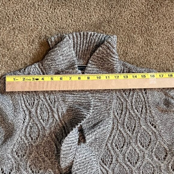Karen Scott Petite XL Ruffle Cardigan Sweater Beige Marled Knit Cozy Open Front - Picture 12 of 13